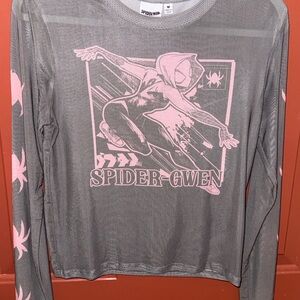 Spiderman Spider-Gwen Gray and Pink Long Sleeve Tee
